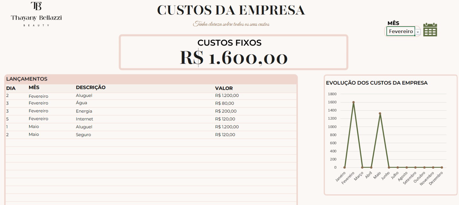 Aba de Custos da Empresa